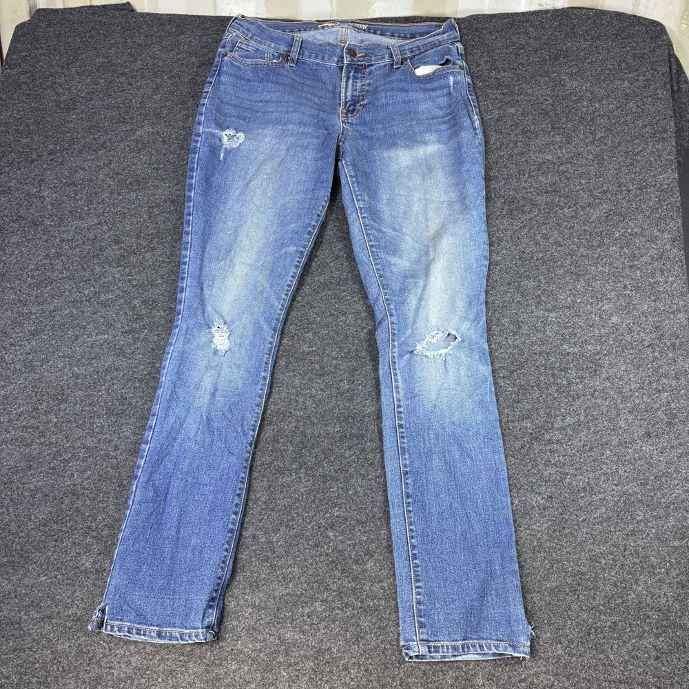 Old Navy Sweetheart Jeans Womens 8 Blue Denim Cotton Stretch Skinny Distressed
